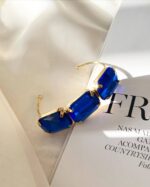 Bracelete Folheado Dourado Trio de Pedras de Chaton Azul Royal
