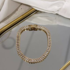 Pulseira Folheada a Ouro 18K Baguete com Zircônia M