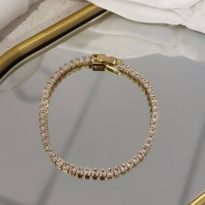 Pulseira Folheada a Ouro 18K Baguete com Zircônia P